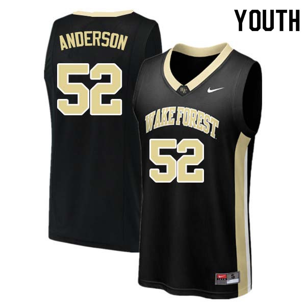 Youth #52 Britton Anderson Wake Forest Demon Deacons College Basketball Jerseys Sale-Black